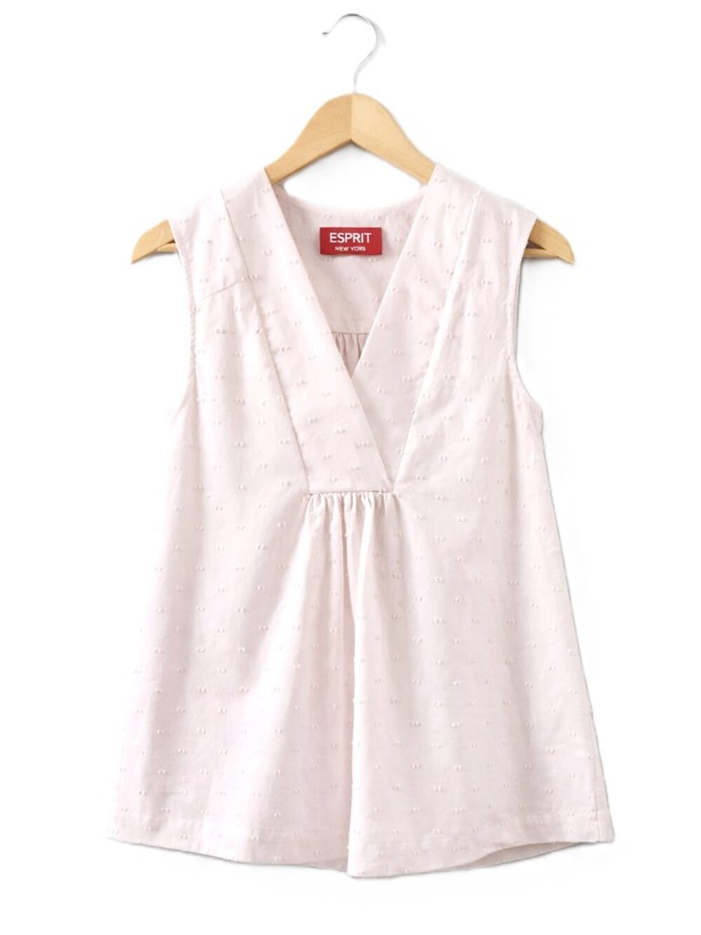 NEW Esprit Textured Pink Cotton Sleeveless Tank • Empire Waist A‑Line • Small